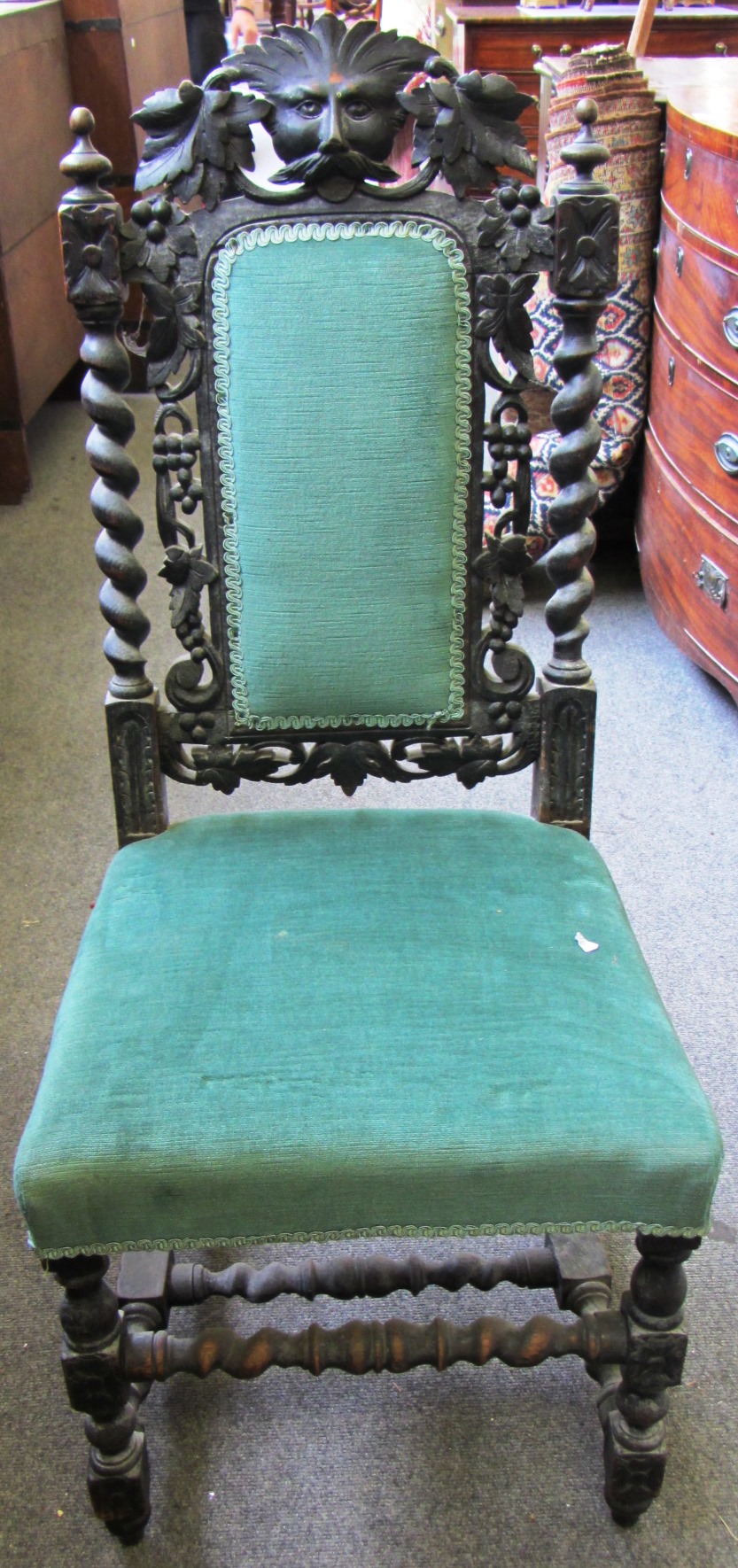 Appraisal: A set of six Victorian carved oak dining chairs with