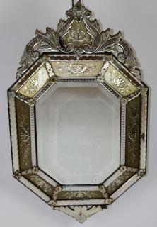 Appraisal: Antique Venetian octagonal mirror Antique Venetian octagonal mirror Original beveled