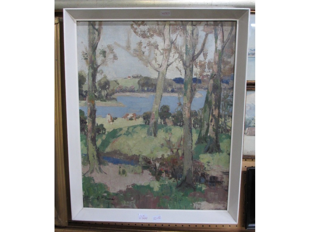 Appraisal: Oil on board landscape signed A K Kimm and dated