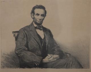 Appraisal: S J Woolf American - Abraham Lincoln Lithograph Signed lower