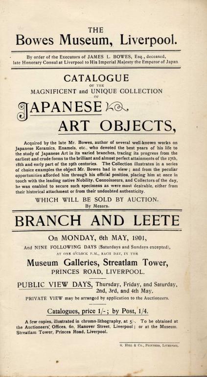 Appraisal: AUCTION SALE BRANCH AND LEETE OF LIVERPOOL - THE BOWES