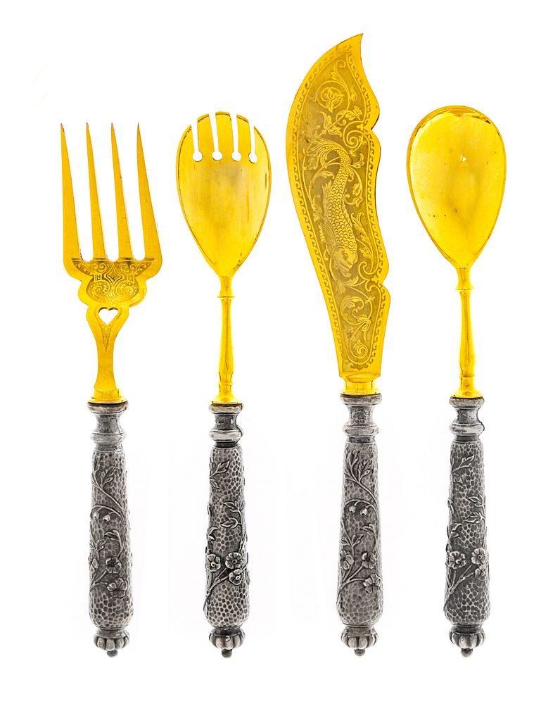 Appraisal: A German Silver and Gilt Metal Four-Piece Serving Set A