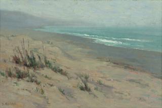 Appraisal: Elmer Wachtel Foggy morning beachscape signed lower left E Wachtel