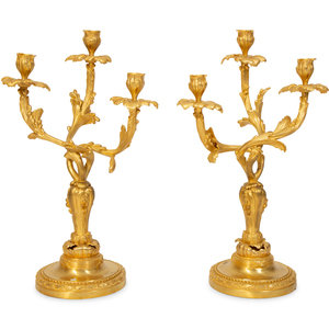 Appraisal: A Pair of Louis XV Style Gilt Bronze Three Light