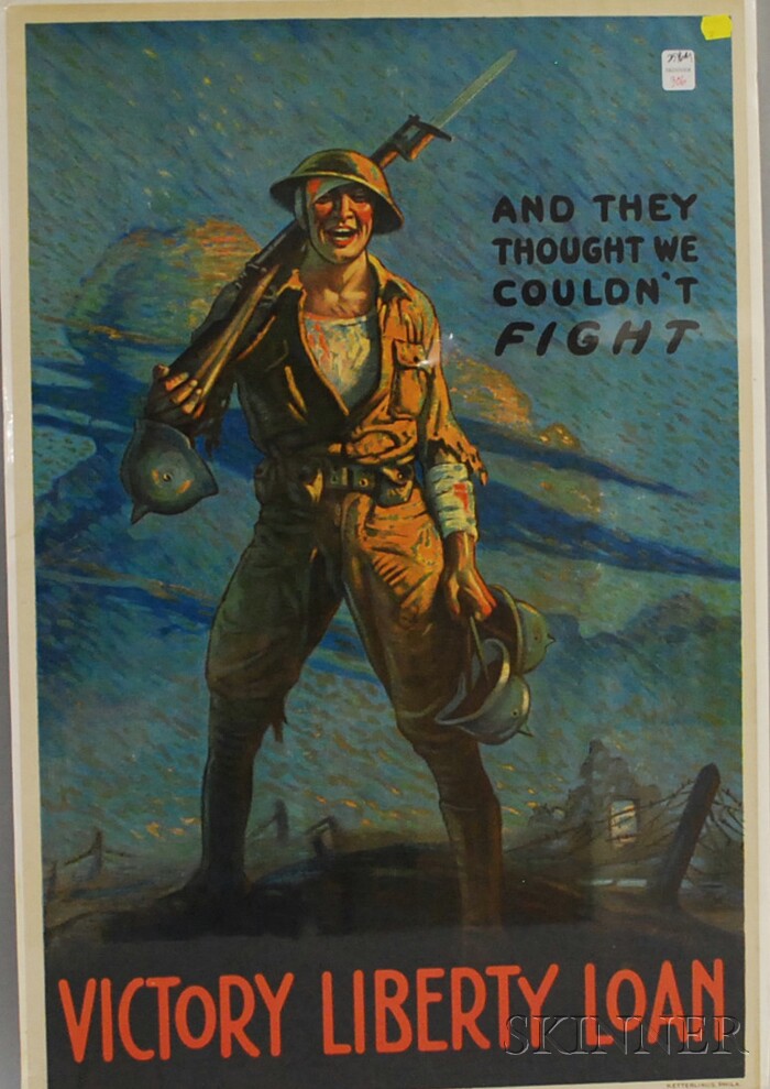 Appraisal: WWI Clyde Forsythe And They Thought We Couldn't Fight Poster