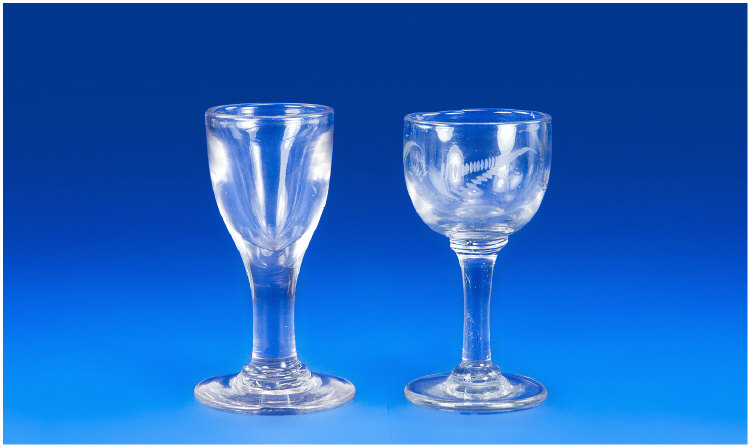 Appraisal: Eighteenth Century Wine Glasses two in total one engraved crc