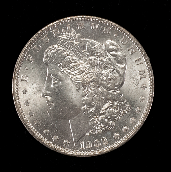 Appraisal: -O U S MORGAN SILVER DOLLAR Pin Wheeling Mint Luster