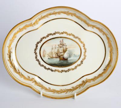 Appraisal: A Derby lobed oval dish circa painted with a central