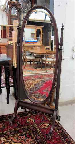 Appraisal: LATE VICTORIAN MAHOGANY CHEVAL MIRROR American c the oval dressing