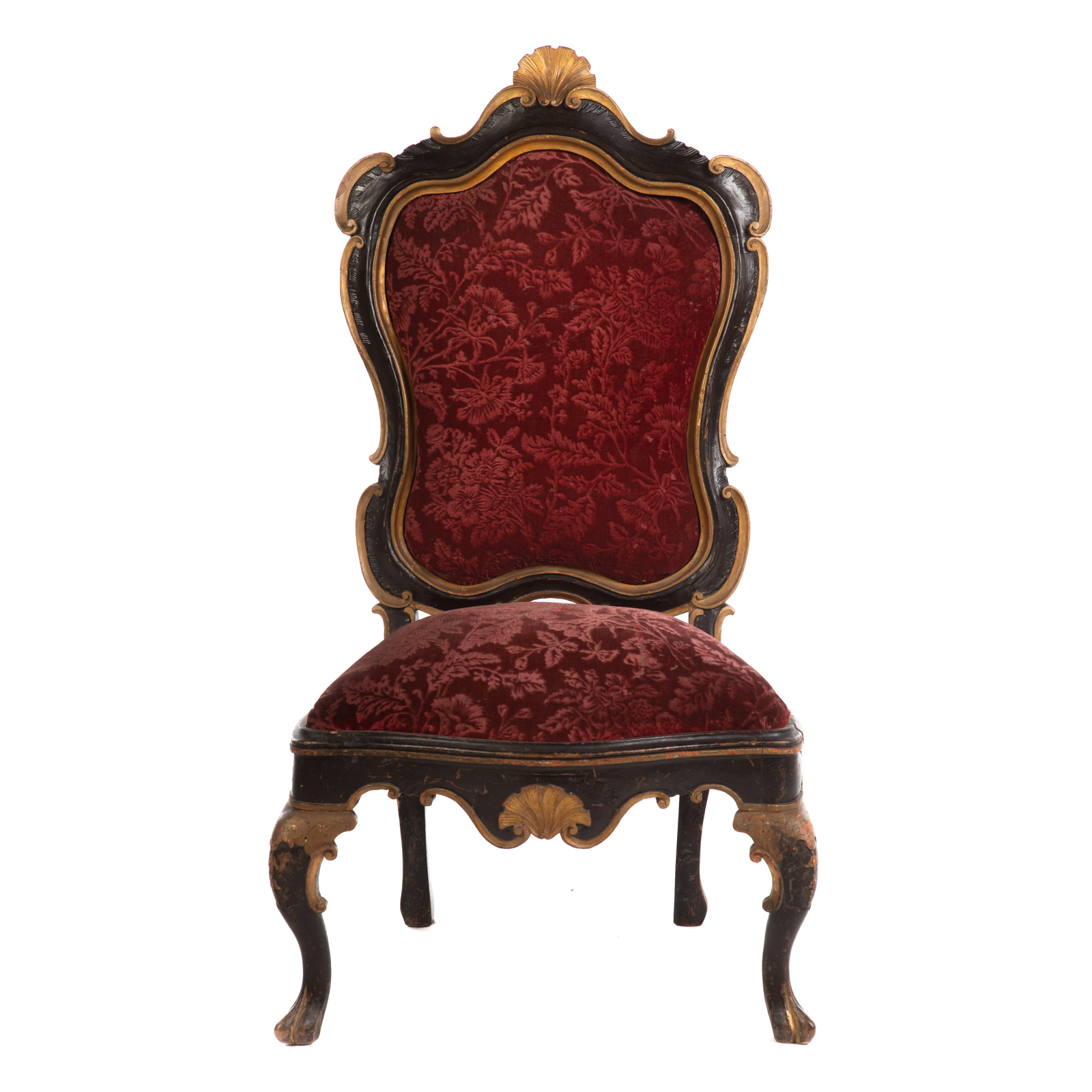 Appraisal: CONTINENTAL EBONIZED GILTWOOD SIDE CHAIR Late th century probably Italian