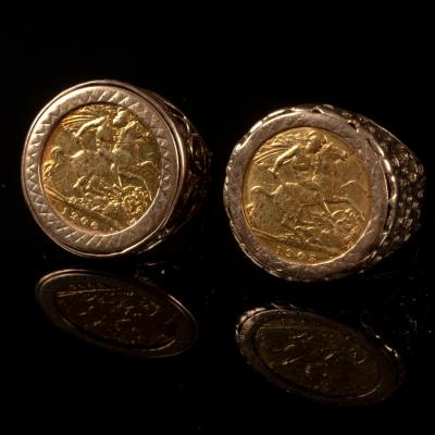 Appraisal: Two Edward VII half sovereigns each mounted as a ring