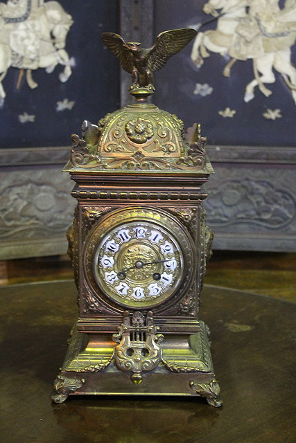 Appraisal: A LATE TH CENTURY FRENCH GILT BRASS MANTEL CLOCK with