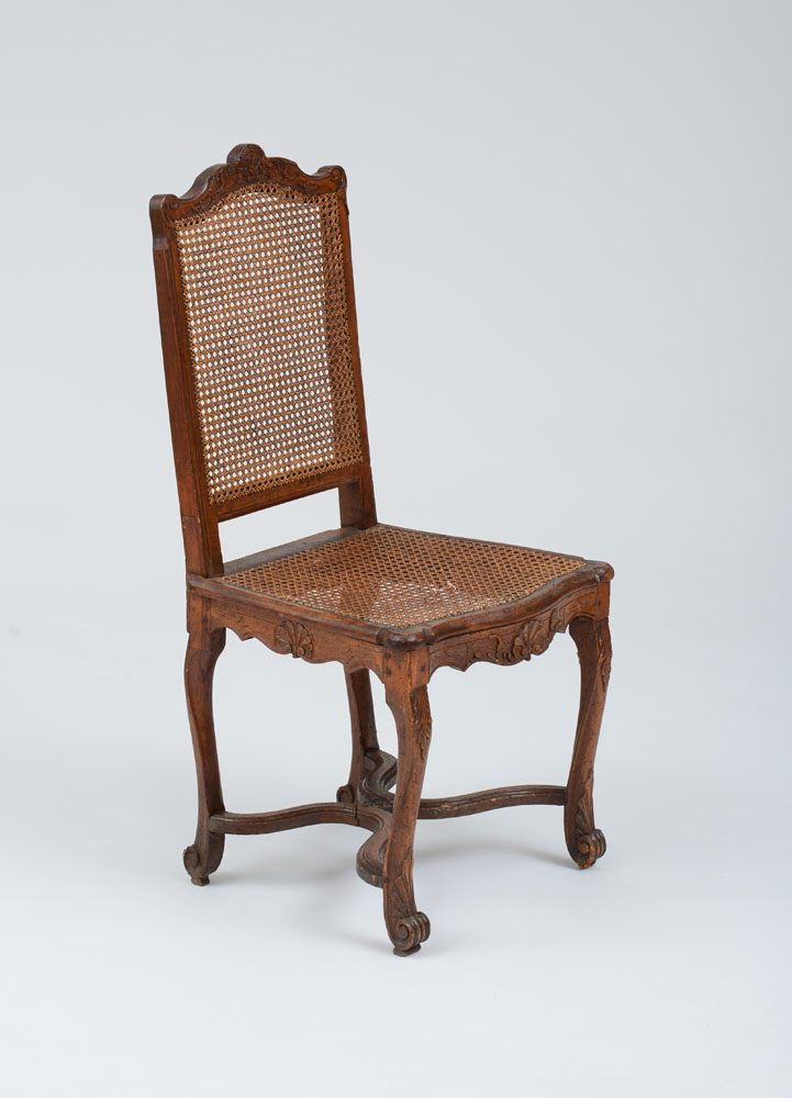 Appraisal: R GENCE CARVED BEECHWOOD AND CANED SIDE CHAIR The arched