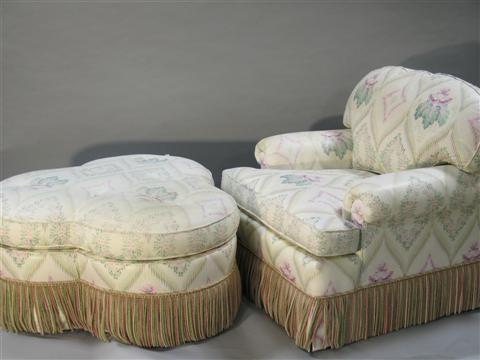 Appraisal: BRUNSCHWIG FILS ARMCHAIR AND OTTOMAN Late th century Brunschwig Fils