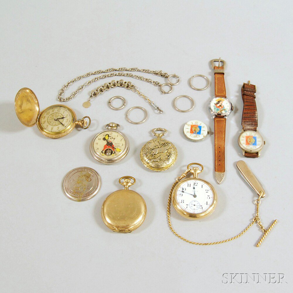 Appraisal: Miscellaneous Group of Pocket Watches and Wristwatches including Elgin Mickey