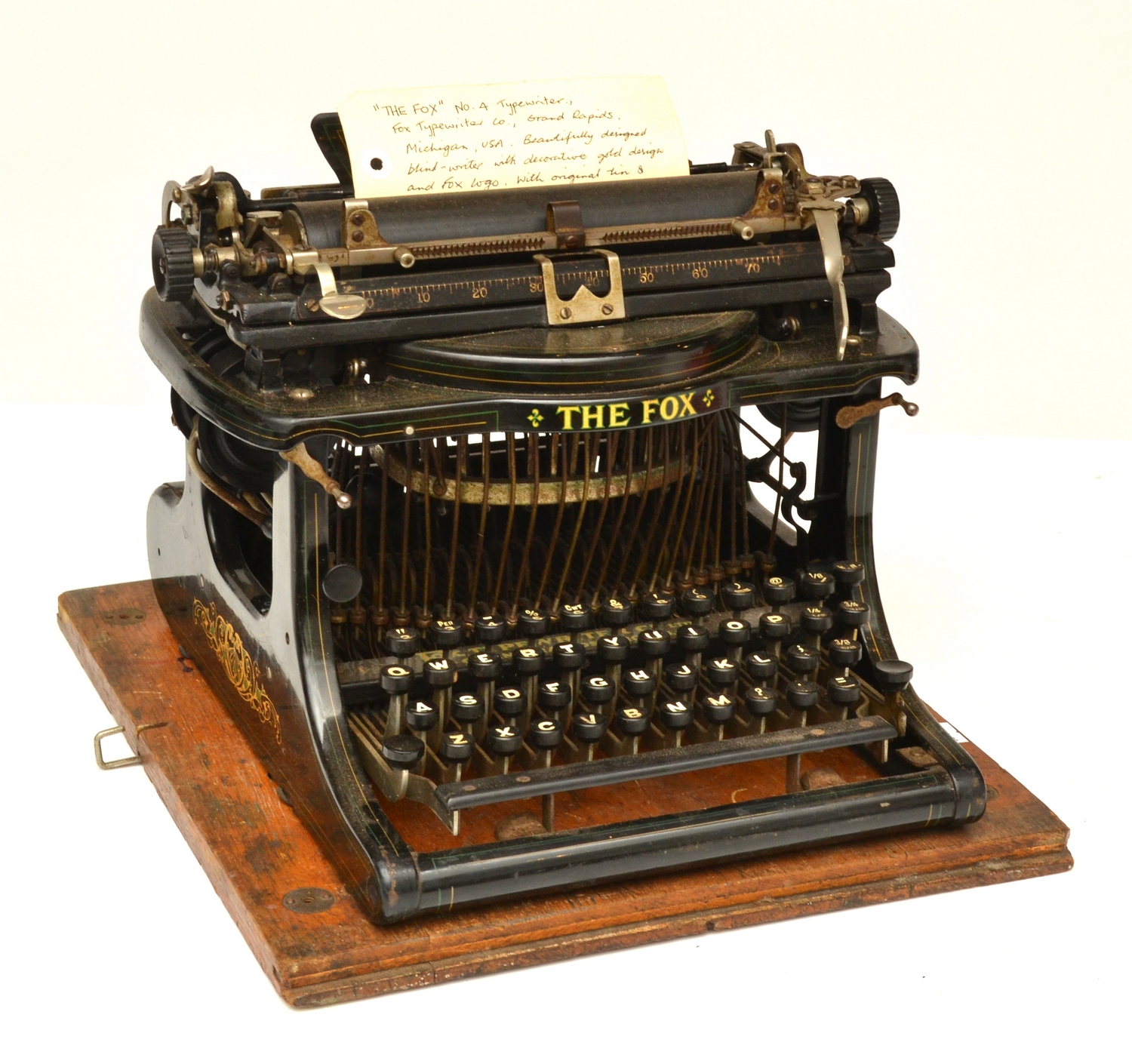 Appraisal: A FOX NO TYPEWRITER CIRCA SERIAL B WITH ORIGINAL TIN