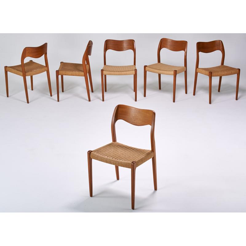 Appraisal: NIELS MOLLER J L MOLLER Six dining chairs Denmark s