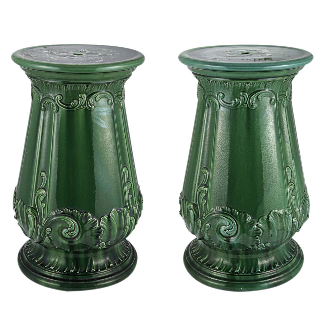 Appraisal: Pair of Mintons Majolica Pedestals Late th century Each of