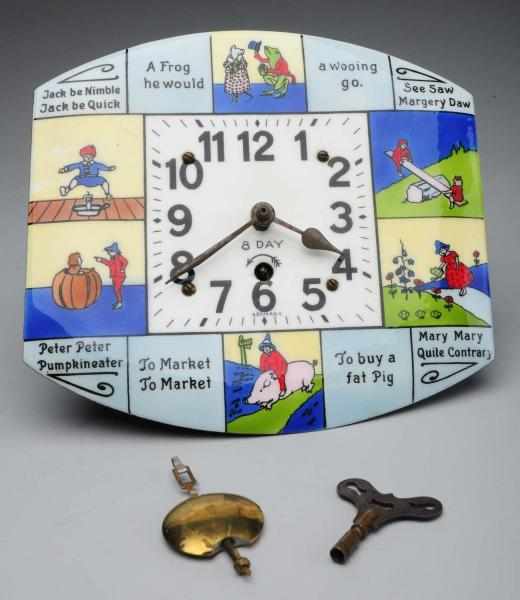 Appraisal: Enamel Mother Goose Clock German Retains original pendulum and key