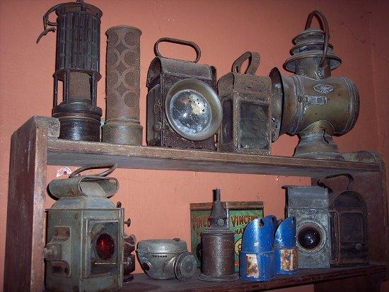 Appraisal: A copper lantern housing Savignon Lyon and sundry lamps and