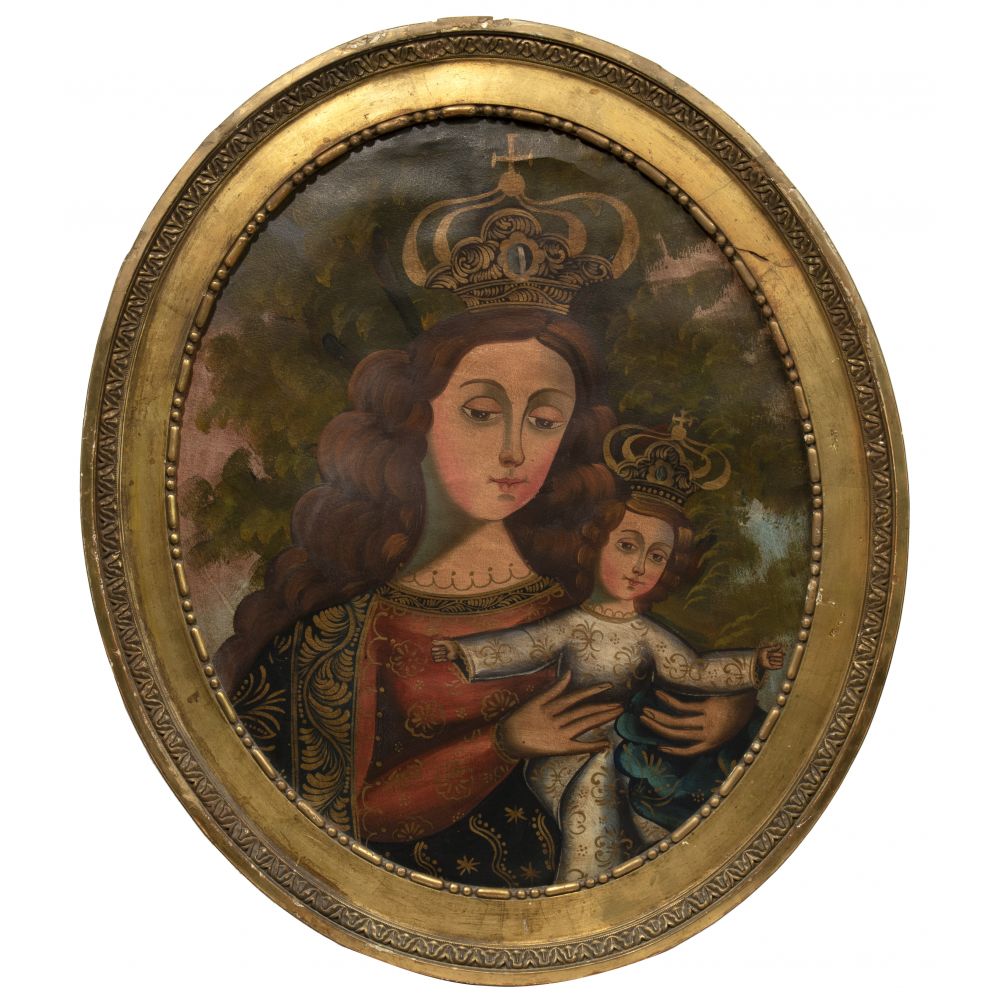 Appraisal: SPANISH COLONIAL OUR LADY OF REFUGE OIL ON CANVASUndated unsigned