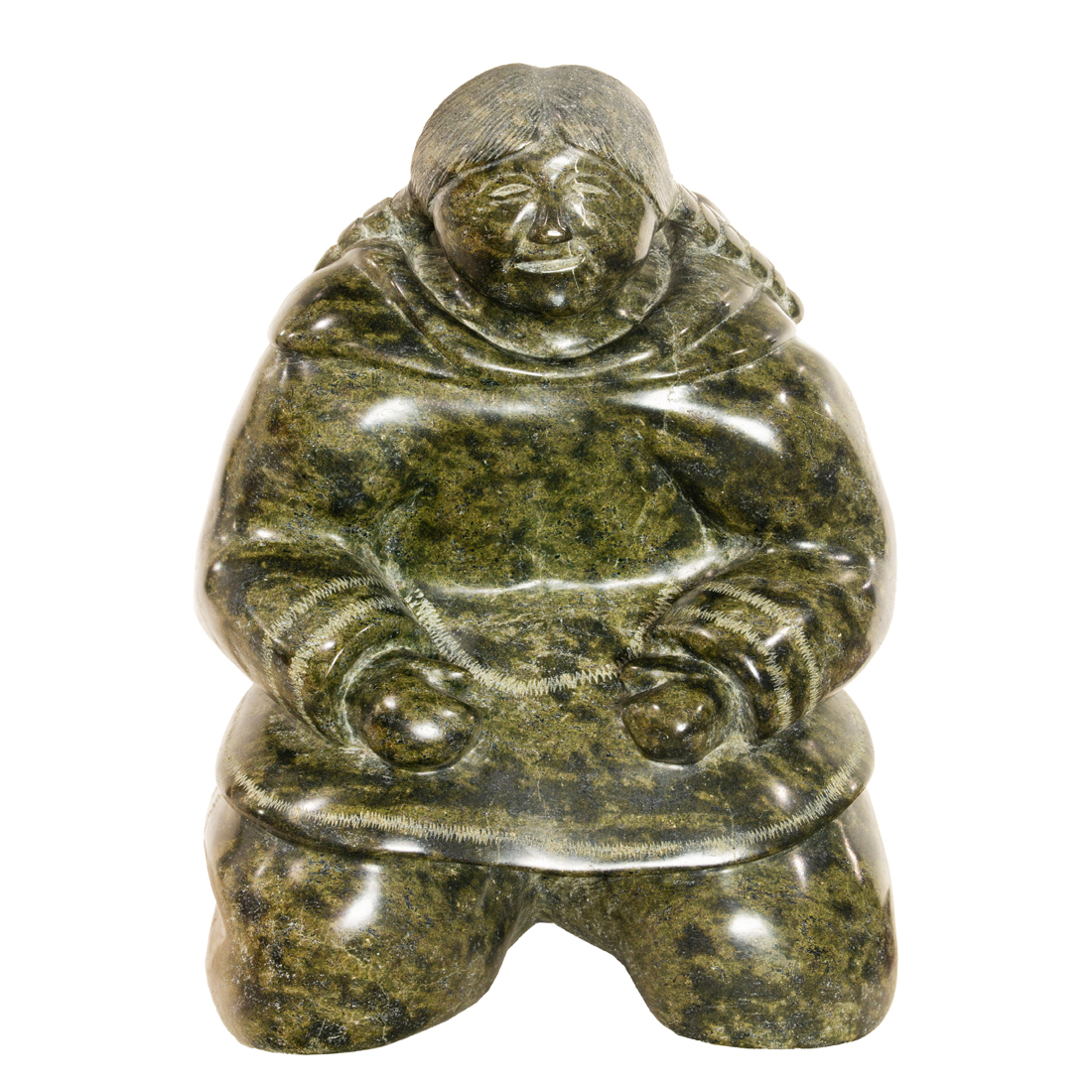 Appraisal: AN INUIT SERPENTINE FIGURE OF A MOTHER AND CHILD BY