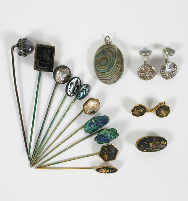 Appraisal: Lot of pieces Victorian stick pins and jewelry featuring a