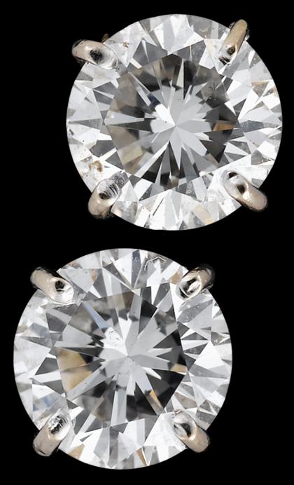 Appraisal: Diamond stud earrings Round cut prong set diamond approximately carat