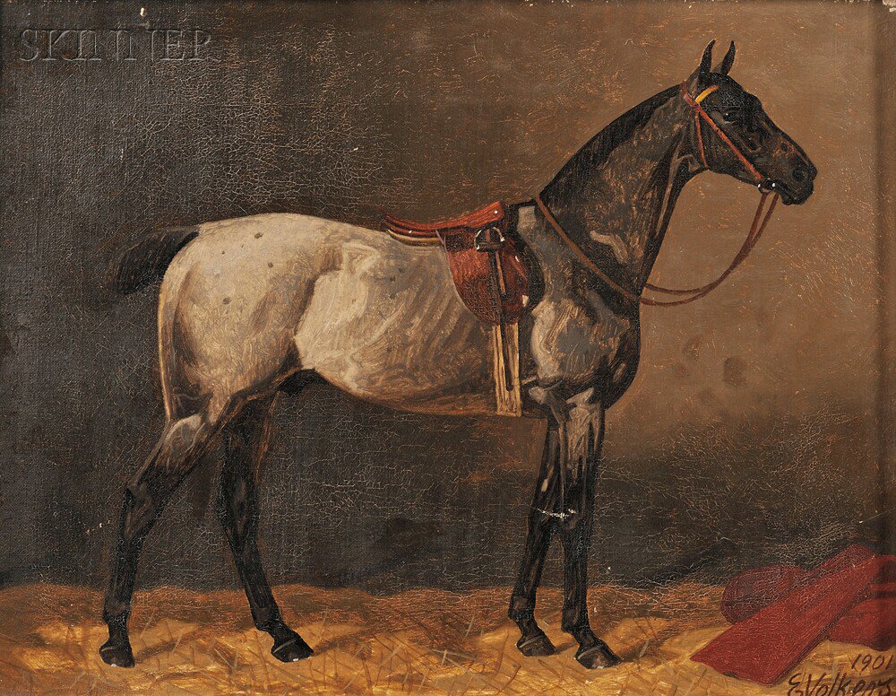 Appraisal: Emil Volkers German - Portrait of a Gray Horse in