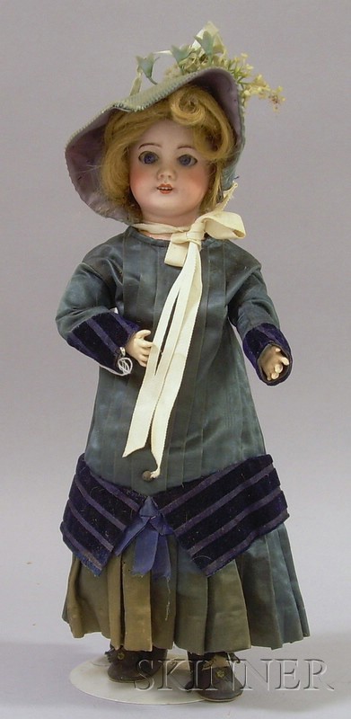 Appraisal: French Bisque Doll on Stand marked SFBJ Paris open mouth