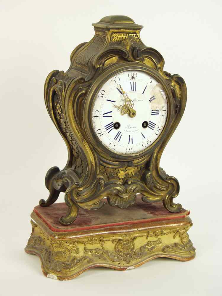 Appraisal: MANTEL CLOCK - Early th C Baroque style cast gilt