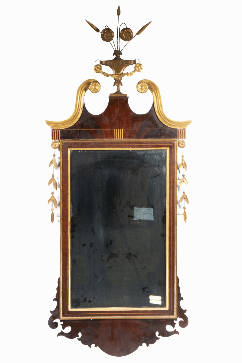 Appraisal: CHIPPENDALE LOOKING GLASS th c Mirror in parcel gilt mahogany