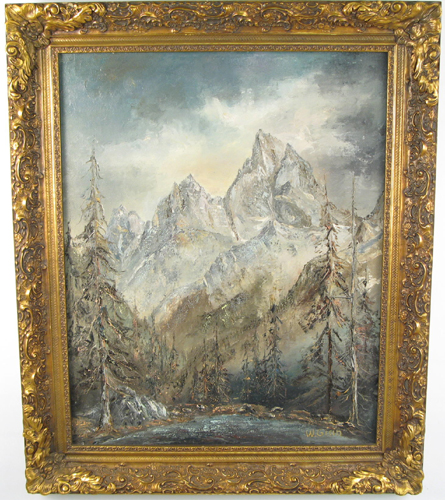 Appraisal: WERNER GISIN Swiss American - Oil on Masonite Tetons Lake