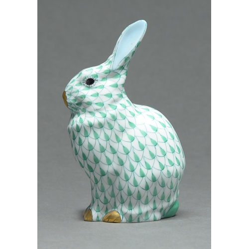 Appraisal: A Herend model of a seated rabbit green fantail design