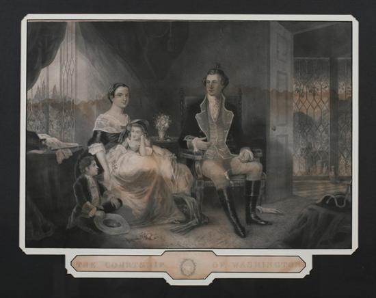 Appraisal: GROUP OF SIX PRINTS DEPICTING GEORGE WASHINGTON including The Courtship