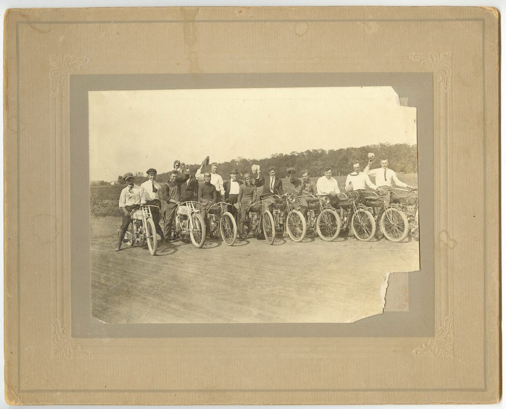 Appraisal: MOTORCYCLE RACING INDIAN THOR PHOTO Sunbeam Indian Thor Dated Arkansas