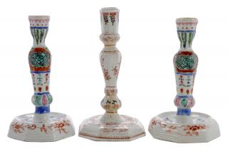 Appraisal: Three Chinese Export Candlesticks th century pair baluster form with