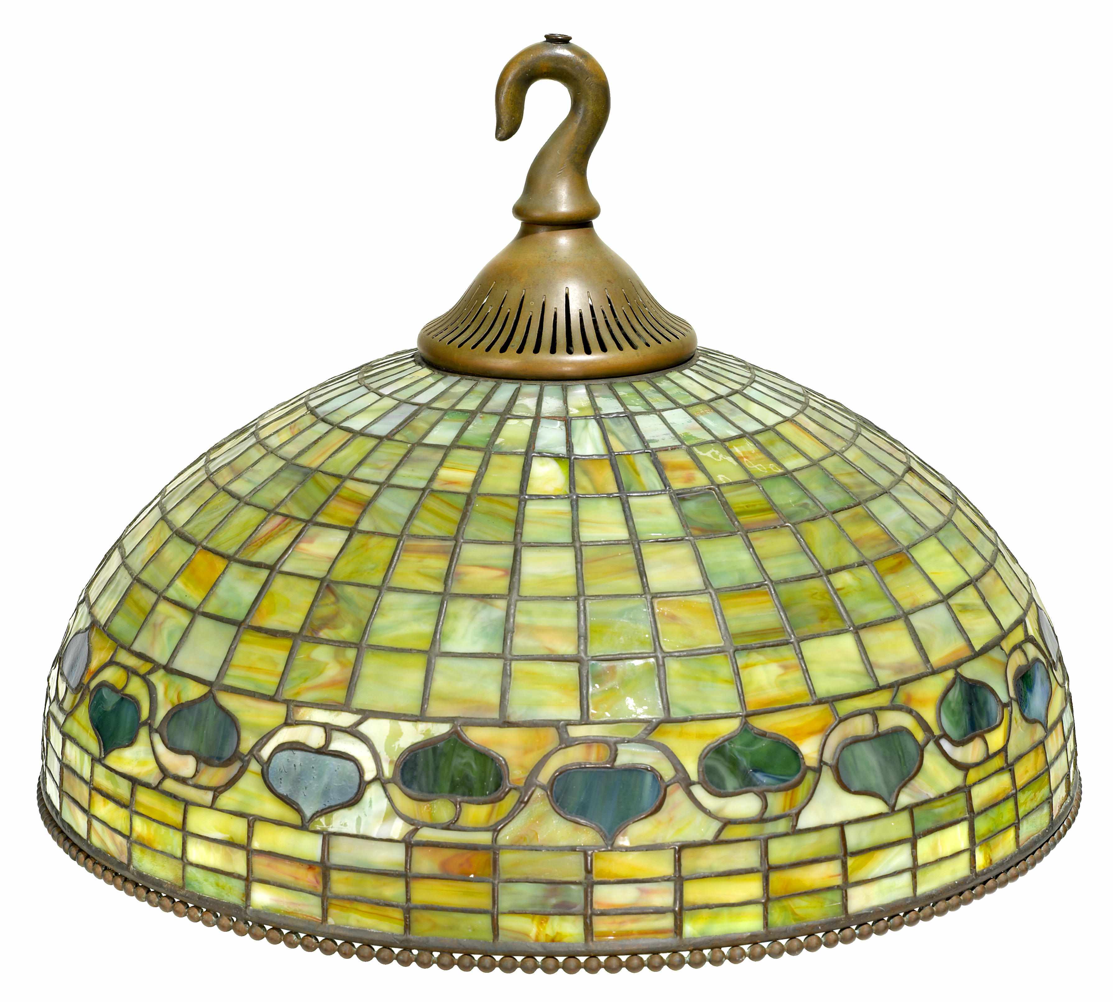 Appraisal: A Tiffany Studios leaded glass and patinated bronze Acorn chandelier