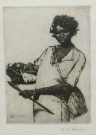 Appraisal: B E Minns - Aboriginal Woman and Child etching inscribed