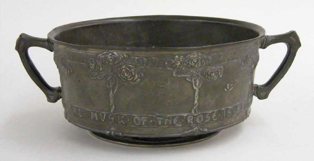 Appraisal: Liberty tudric pewter twin handled rose bowl designed by David