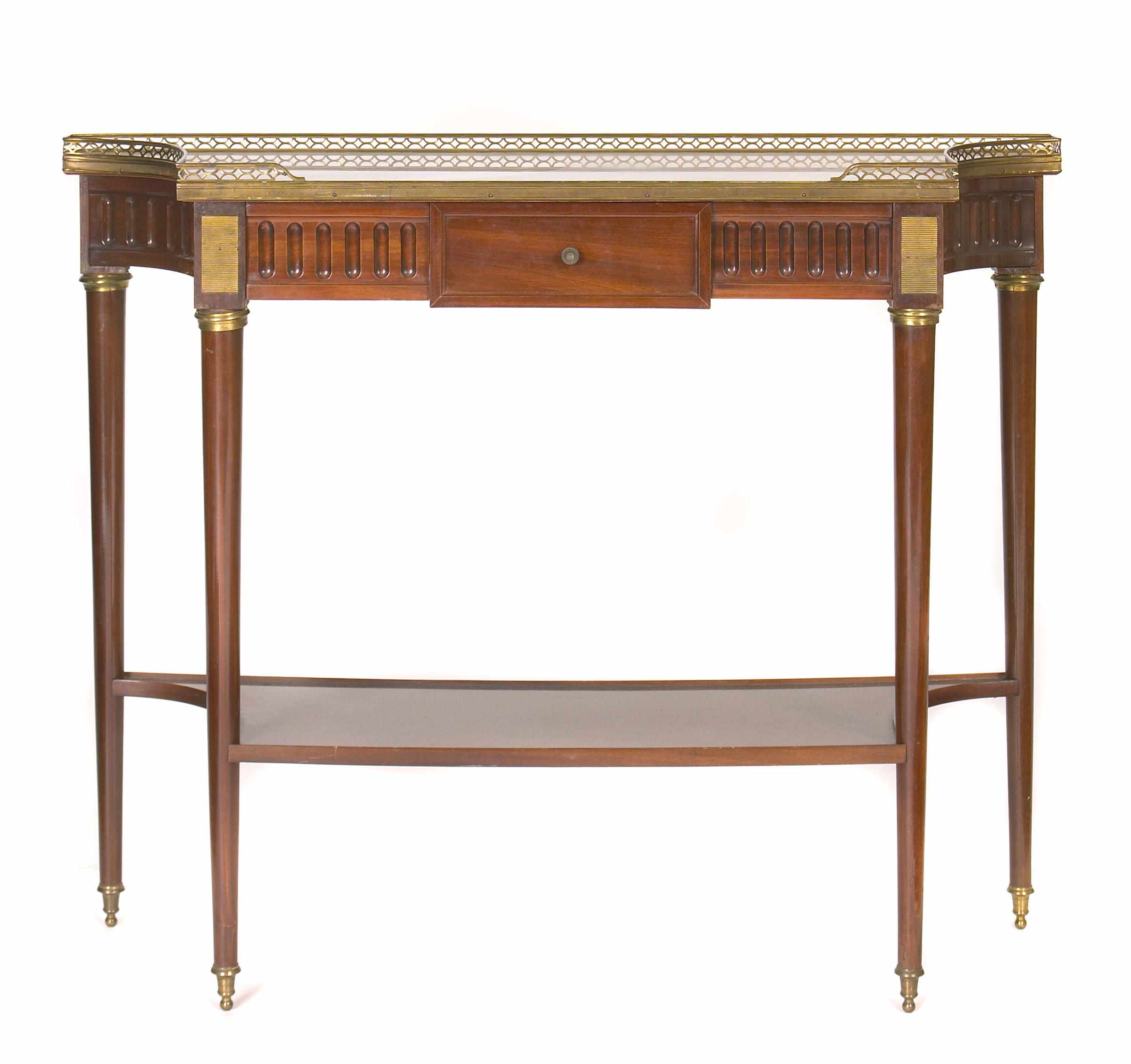 Appraisal: A Louis XVI style gilt bronze mounted console table height