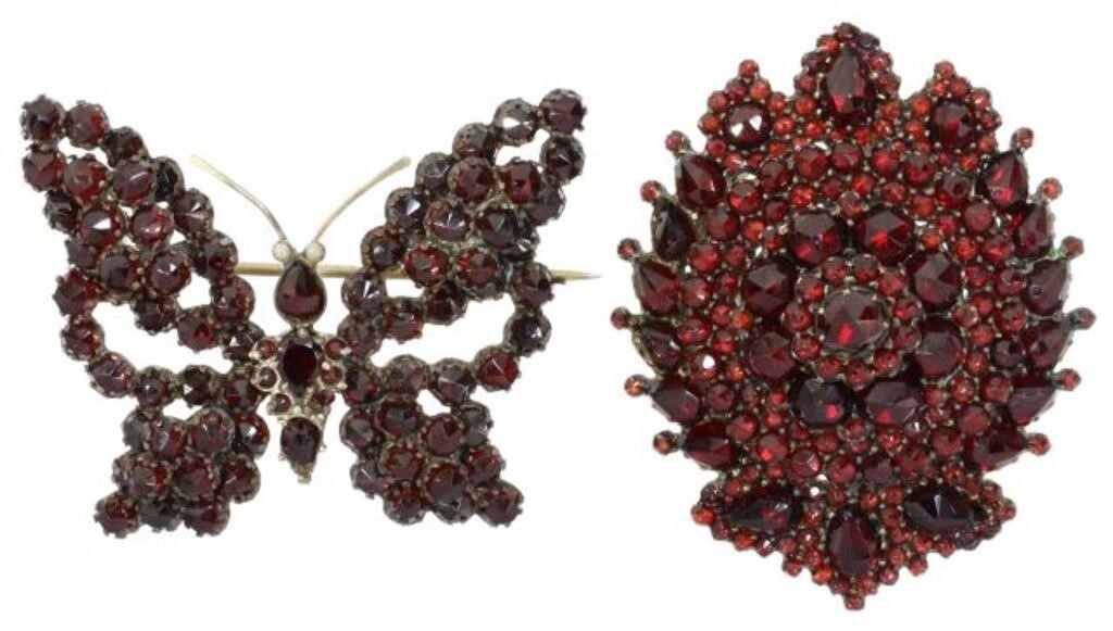 Appraisal: lot of Estate Bohemian garnet brooches including locket pendant brooch