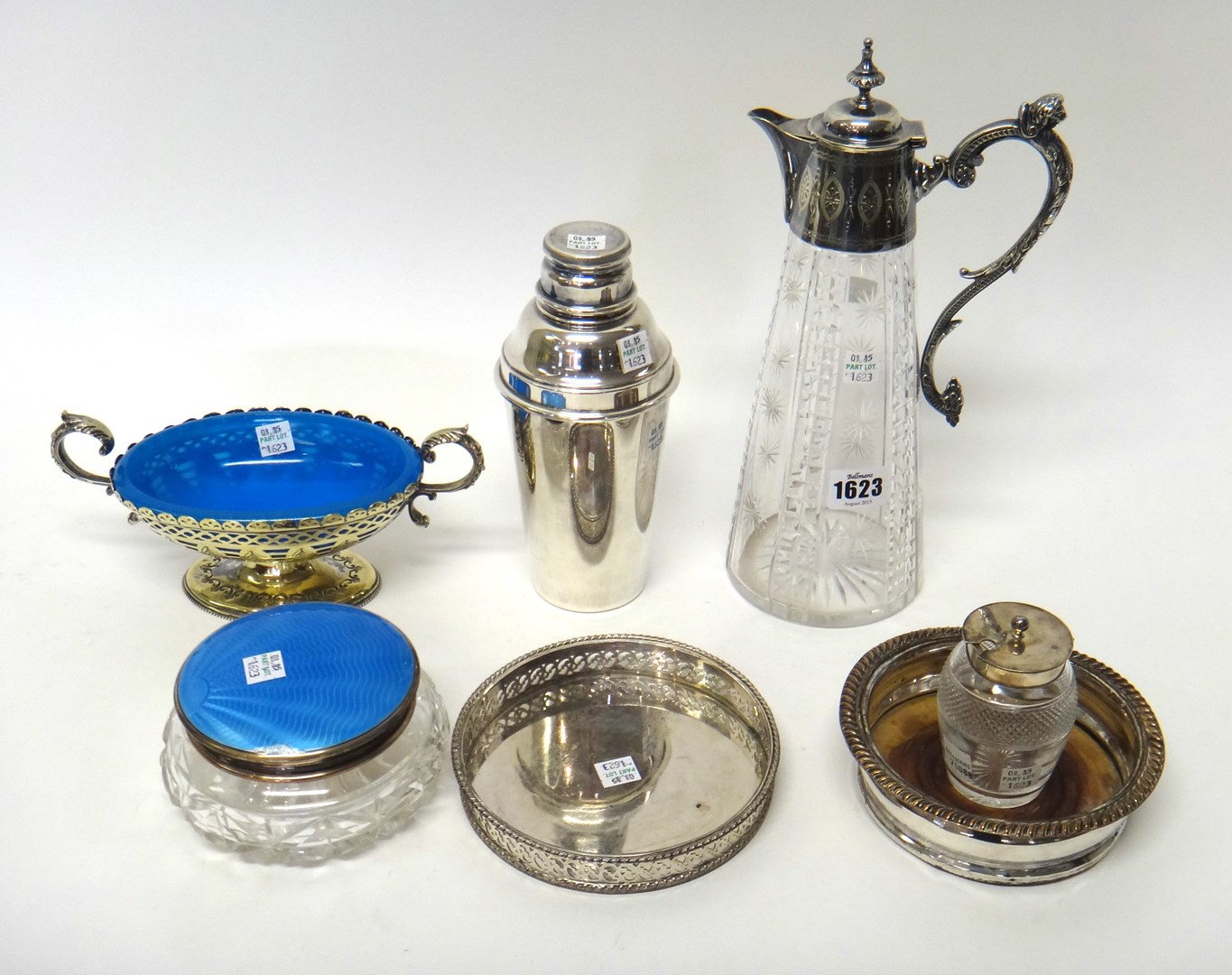 Appraisal: Plated wares comprising a faceted glass claret jug of tapering