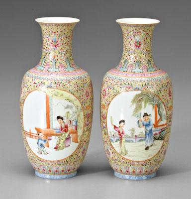 Appraisal: Pair Chinese eggshell porcelain vases famille rose mirror images of