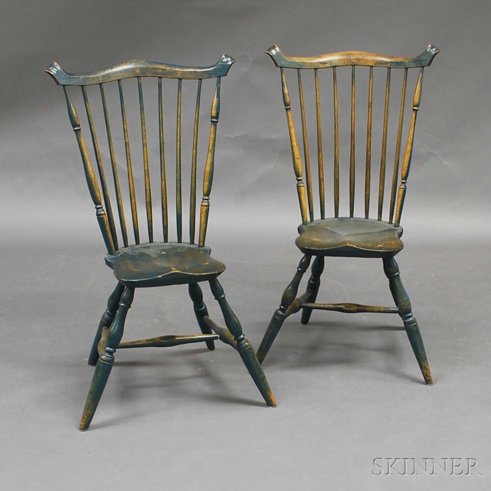 Appraisal: Pair of Fan-back Windsor Side Chairs southeastern New England late