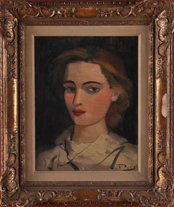 Appraisal: EUROPEAN SCHOOL PORTRAIT OF A YOUNG WOMAN Oil on canvas