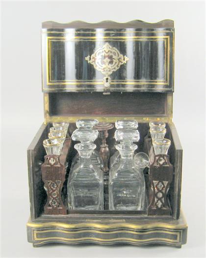 Appraisal: Napoleon III ebonized and boulle marquetry liquor set th century