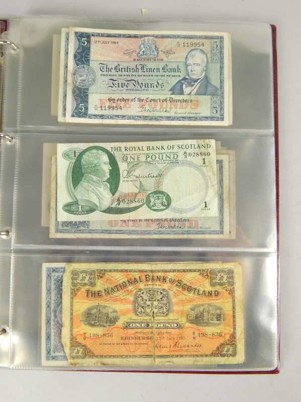 Appraisal: An album of UK bank notes to include Scottish Jersey