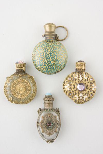 Appraisal: Four Scent Bottles mid- th c two with cagework the