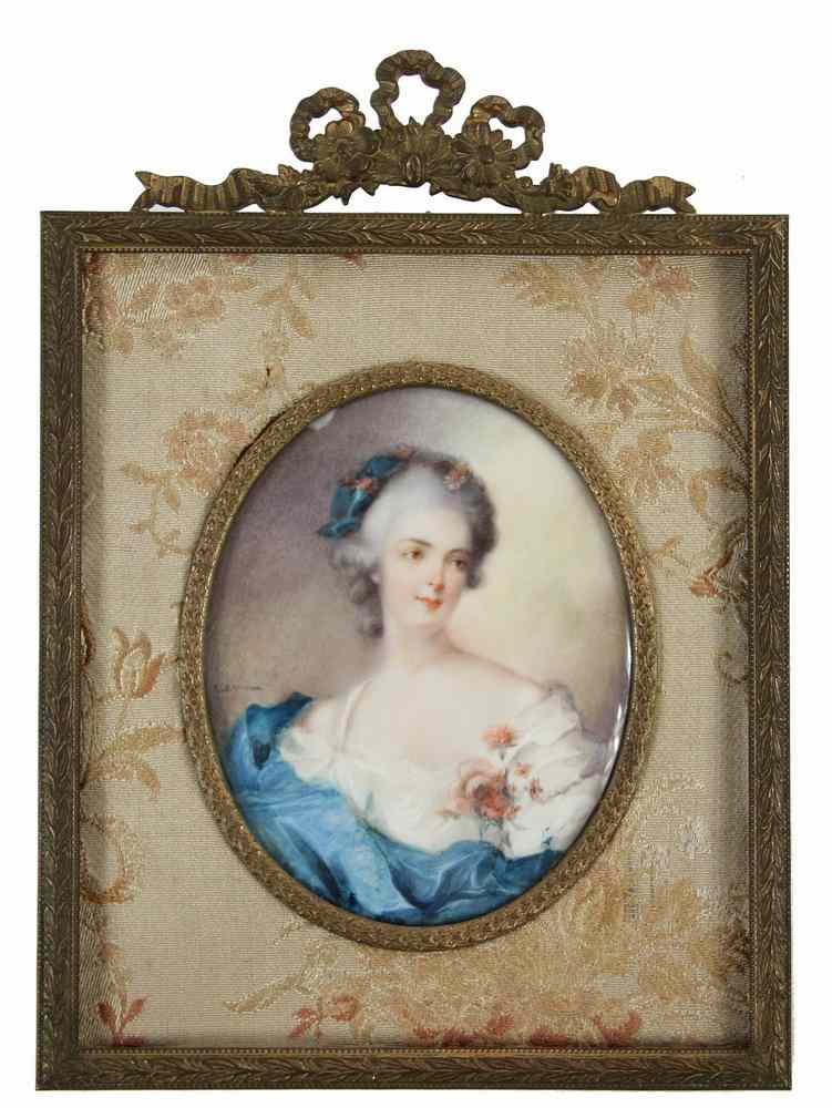 Appraisal: MINIATURE PORTRAIT W C ON IVORY - Oval Portrait of